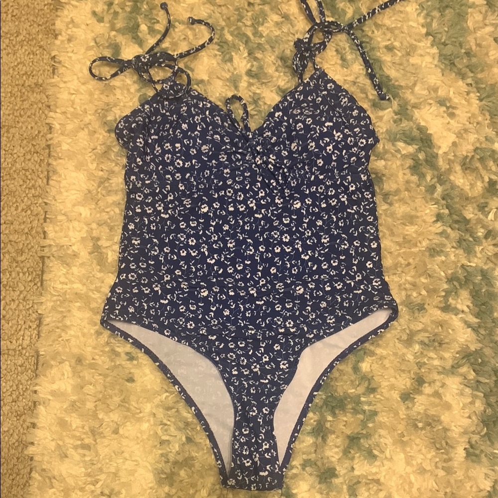 Floral Blue One-Piece Swimsuit
